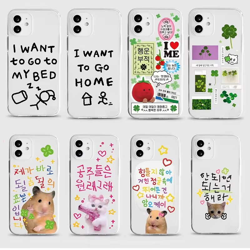 Phone Cases Xr Iphone - Funda Transparente Coreana con Trébol de